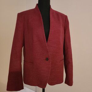 Ann Taylor LOFT Forever essential collarless textured jacket blazer